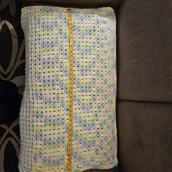 Handmade crocheted baby blanket in beautiful pastels.  36x24 - Picture 3 of 4